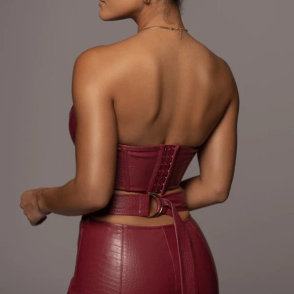 J LUXE BERRY CROC CORSET TOP - Picture 2 of 5